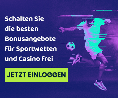 Spieler in Bewegung mit Fussball und Bonusangebot Text