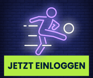 Leuchtendes Symbol eines Fussballspielers beim Schuss